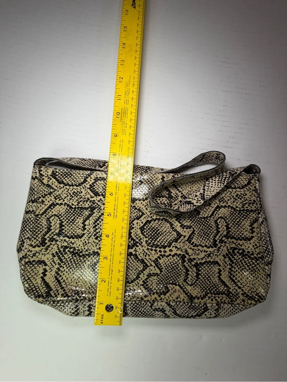 Vintage Made in USA Snake Print assumed Leather Shoulder Bag Baguette Purse 90s